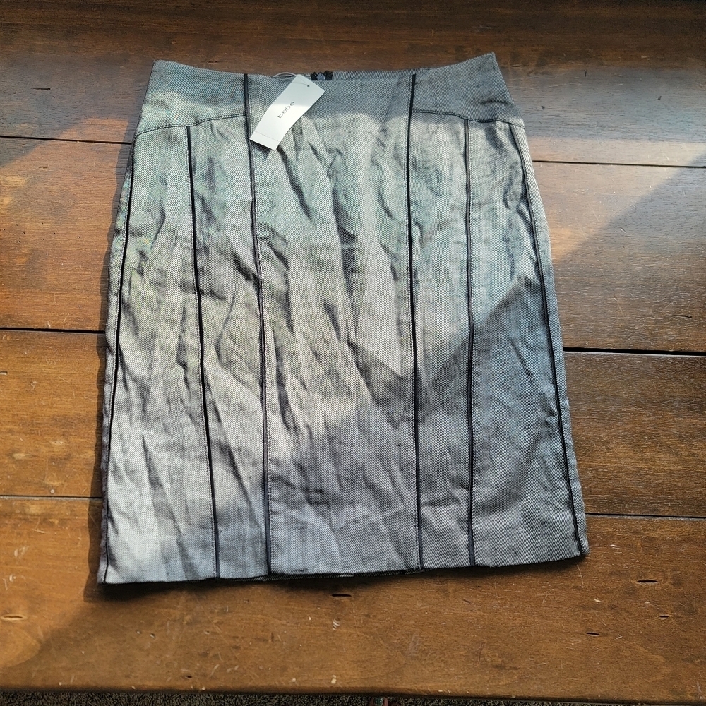 y2k NWT Bebe Italian Ramie Linen Bodycon Pencil Skirt sz 6 Black Office Sexy